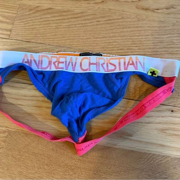 Andrew Christian Vibrant Blue and Pink Jockstrap - Picture 1 of 4